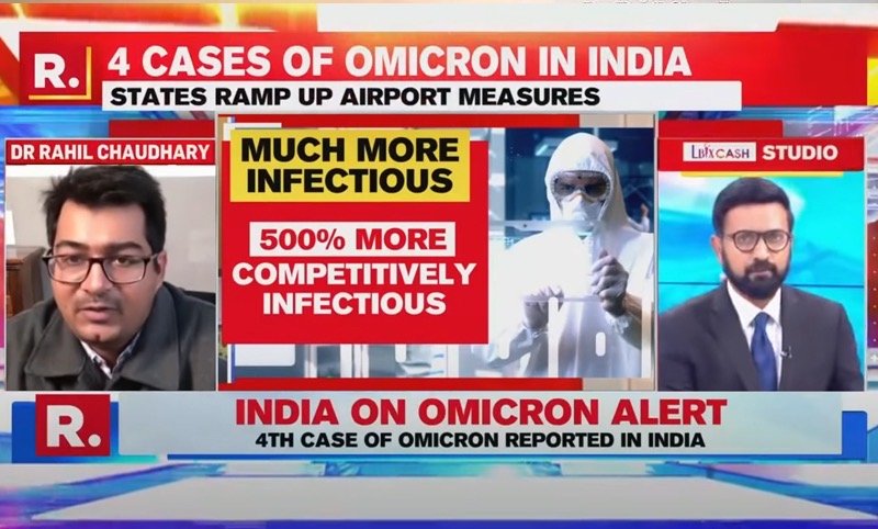 Dr. Rahil Chaudhary on Republic Prime Time talking about Omicron in India